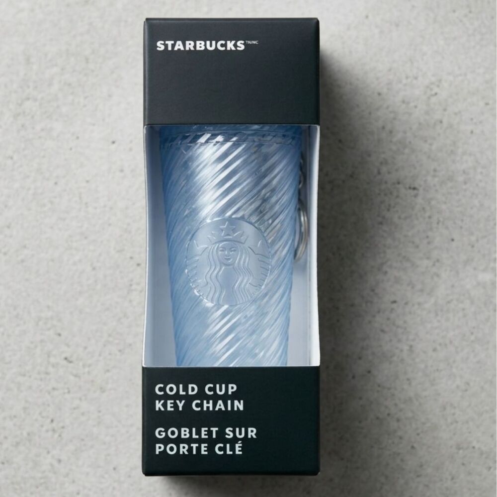 Starbucks 2024 Light Blue Swirl Cold Cup Key Chain NWT
